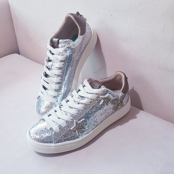 COACH STAR EMBELLISHED GLITTER & LEATHER SNEAKERS - Picture 6 of 14